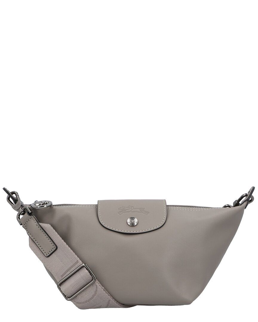 

Кожаная сумка через плечо Longchamp Le Pliage Xtra XS, серая, серый