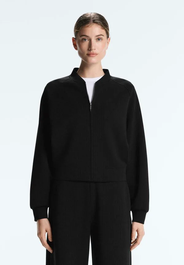 

Полосатая мягкая толстовка-бомбер на молнии Oysho, Black, Черный, Полосатая мягкая толстовка-бомбер на молнии Oysho, Black