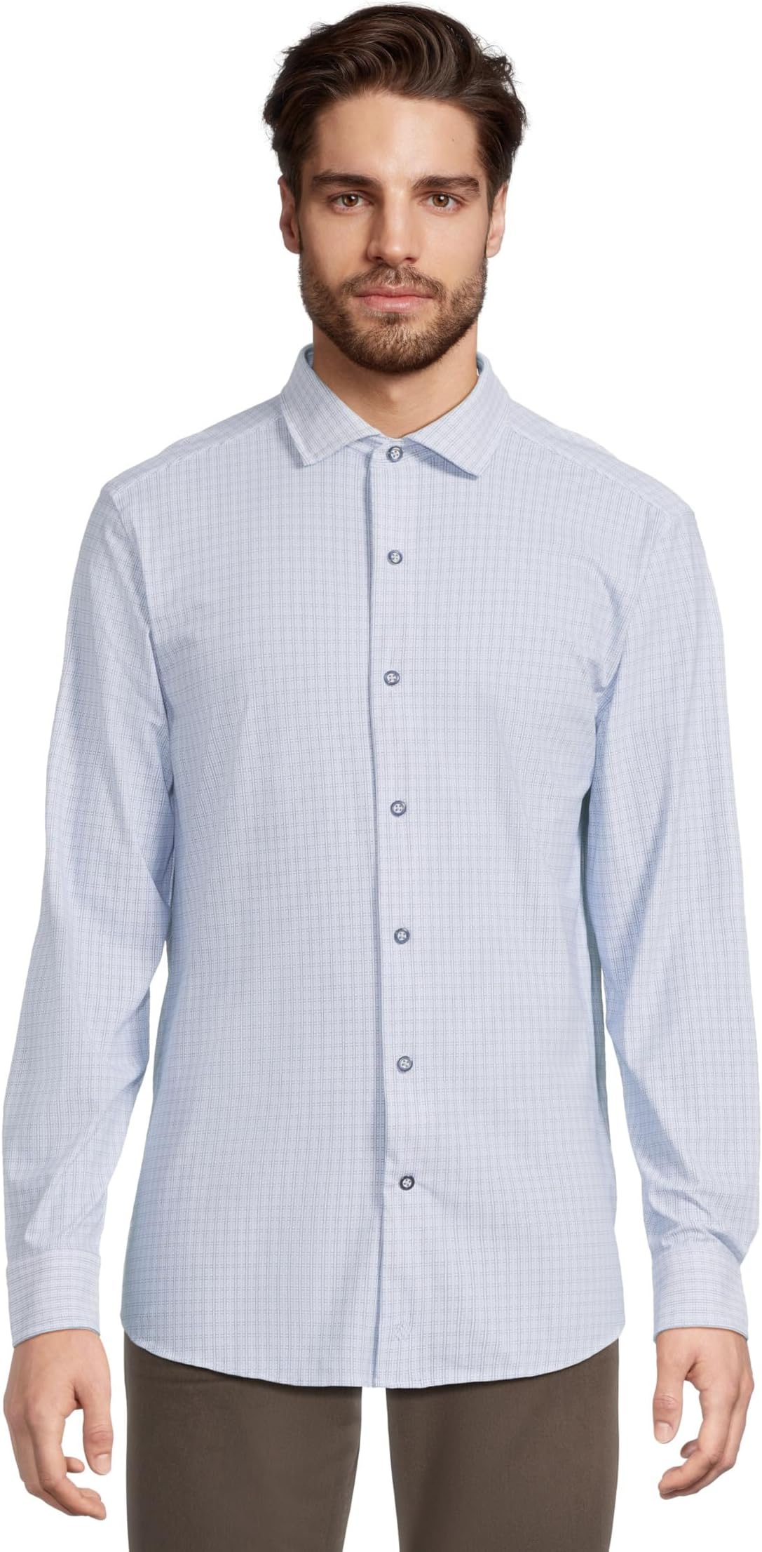 

Мужская трикотажная рубашка XC+ Motion с длинным рукавом Johnston & Murphy, White/Navy Grid