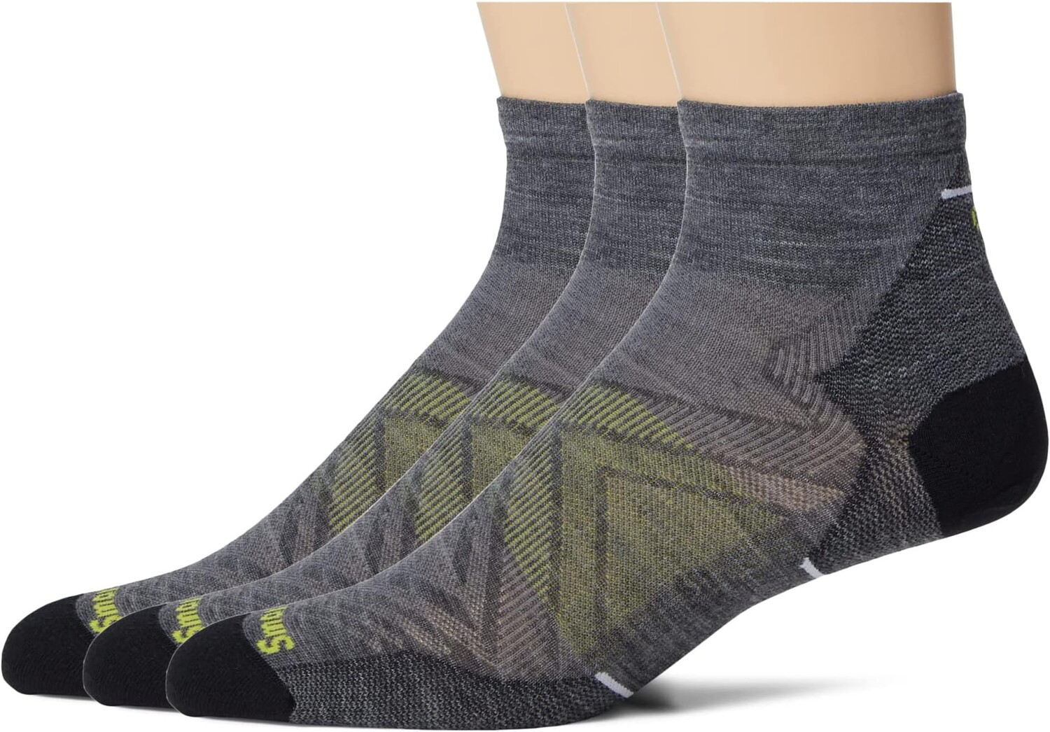 

Носки до щиколотки Run Zero Cushion, 3 пары Smartwool, цвет Medium Gray