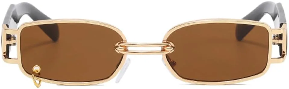 

Солнцезащитные очки с защитой UV400 | Панк, маленькая металлическая оправа | для женщин и мужчин, для занятий спортом на открытом воздухе и вождения DSVIGF, Gold Gray