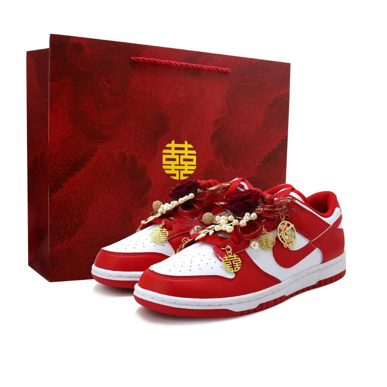 

Nike Кроссовки для скейтбординга Dunk Joy On The Toe Leather низкие, износостойкие и легкие, Unisex, красные и белые