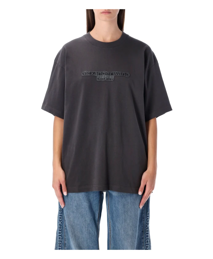 

Свободная черная футболка с эффектом потертости Alexander Wang, черный