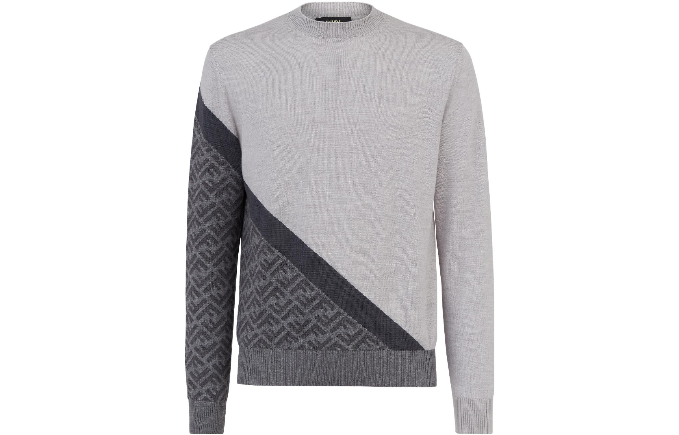 

FENDI Свитер мужской серый с круглым вырезом Moderate Others