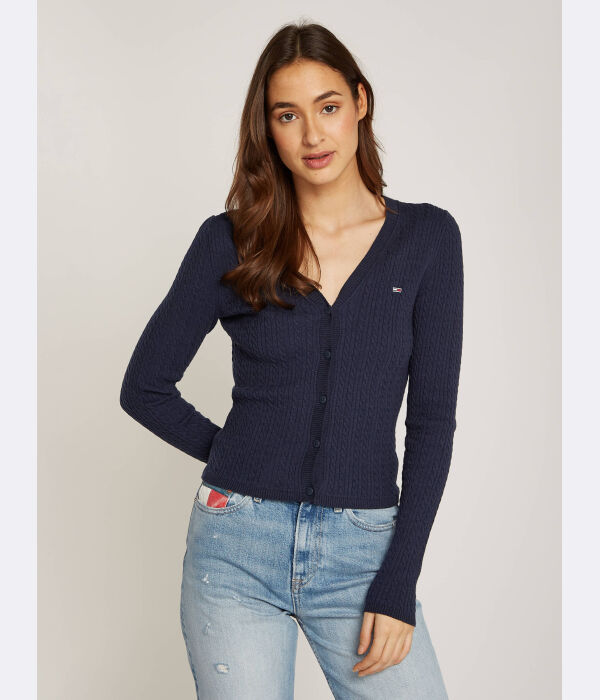 

Кардиган женский Tommy Jeans с узором косичка, синий