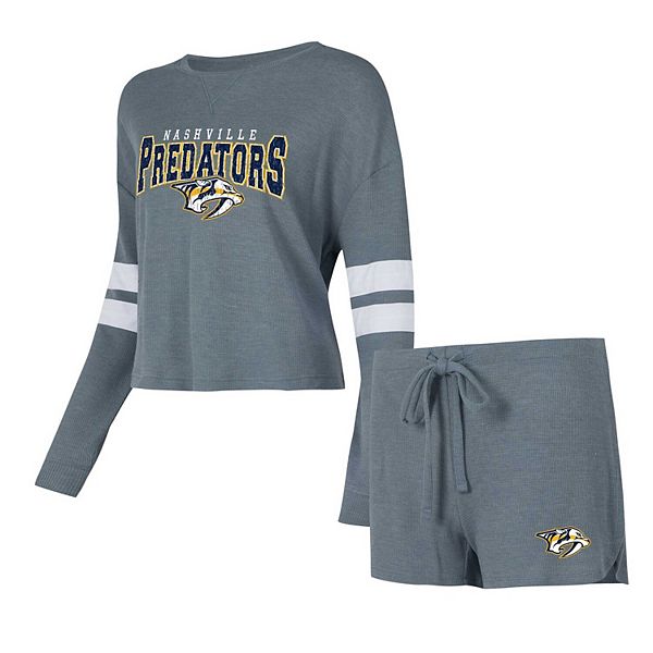 

Женский комплект для сна с длинным рукавом и шортами concepts sport charcoal nashville predators meadow Unbranded