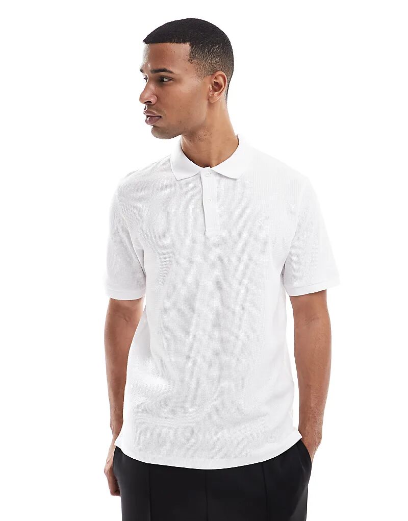 

Текстурированная рубашка-поло Jack & Jones белого цвета