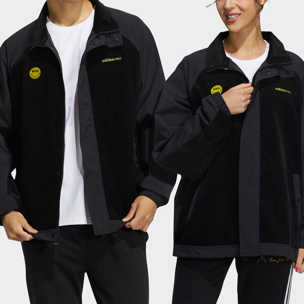 Куртка adidas neo U Smly Jkt Colorblock Casual Stand Collar Jacket Black, черный — фото 3