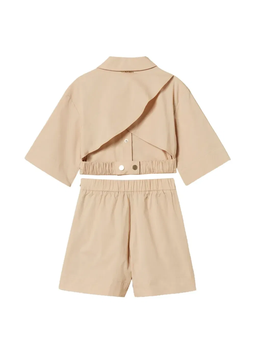 Комплект из топа и шорт с короткими рукавами Twinset Kids, бежевый — фото 2