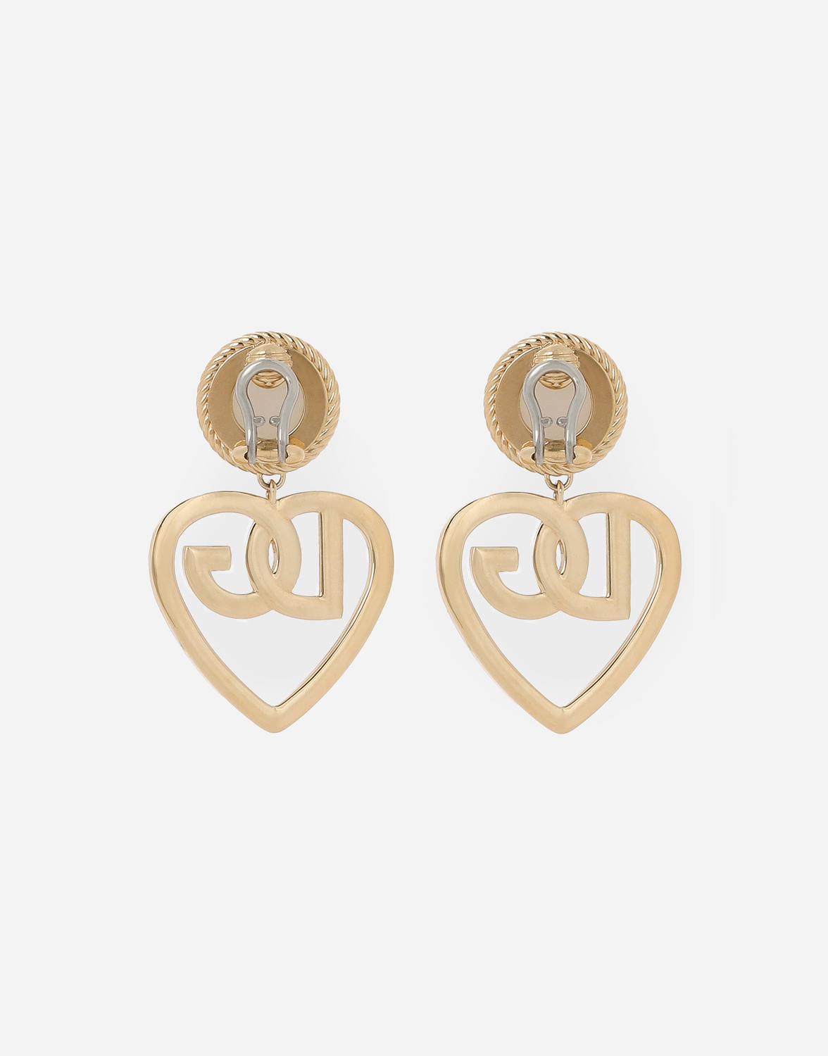 Серьги-подвески с кабошонами и сердцем с логотипом dg Dolce & Gabbana, золото — фото 2