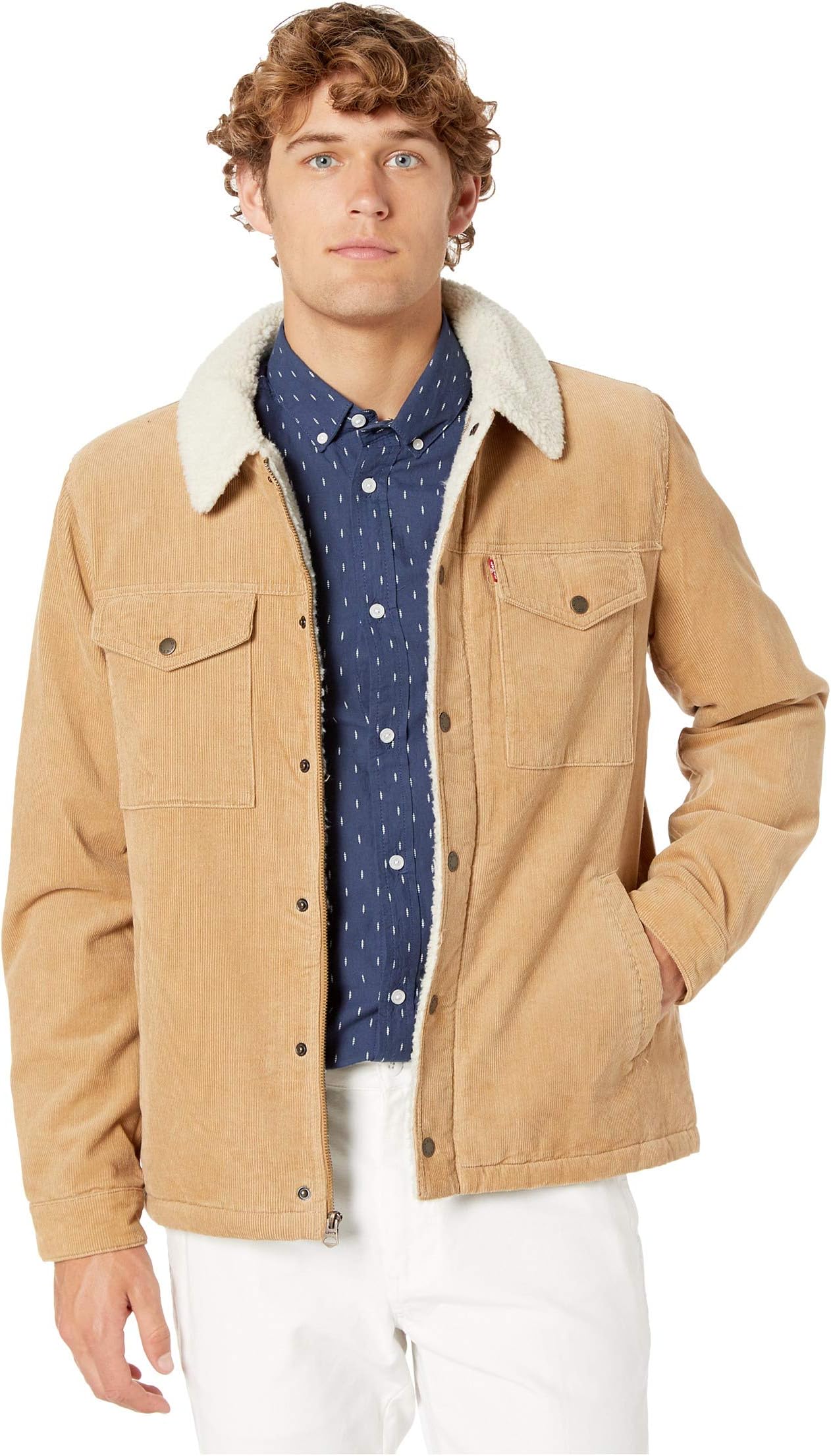 

Мужская куртка Trucker с двумя карманами и мягкой шерпой Levi's, Tan