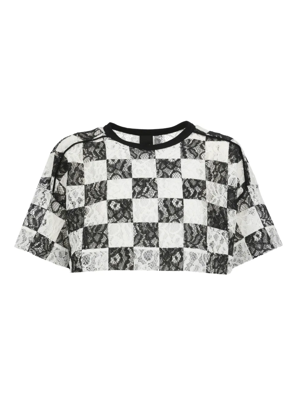 

Укороченная футболка в клетку PINKO, белый