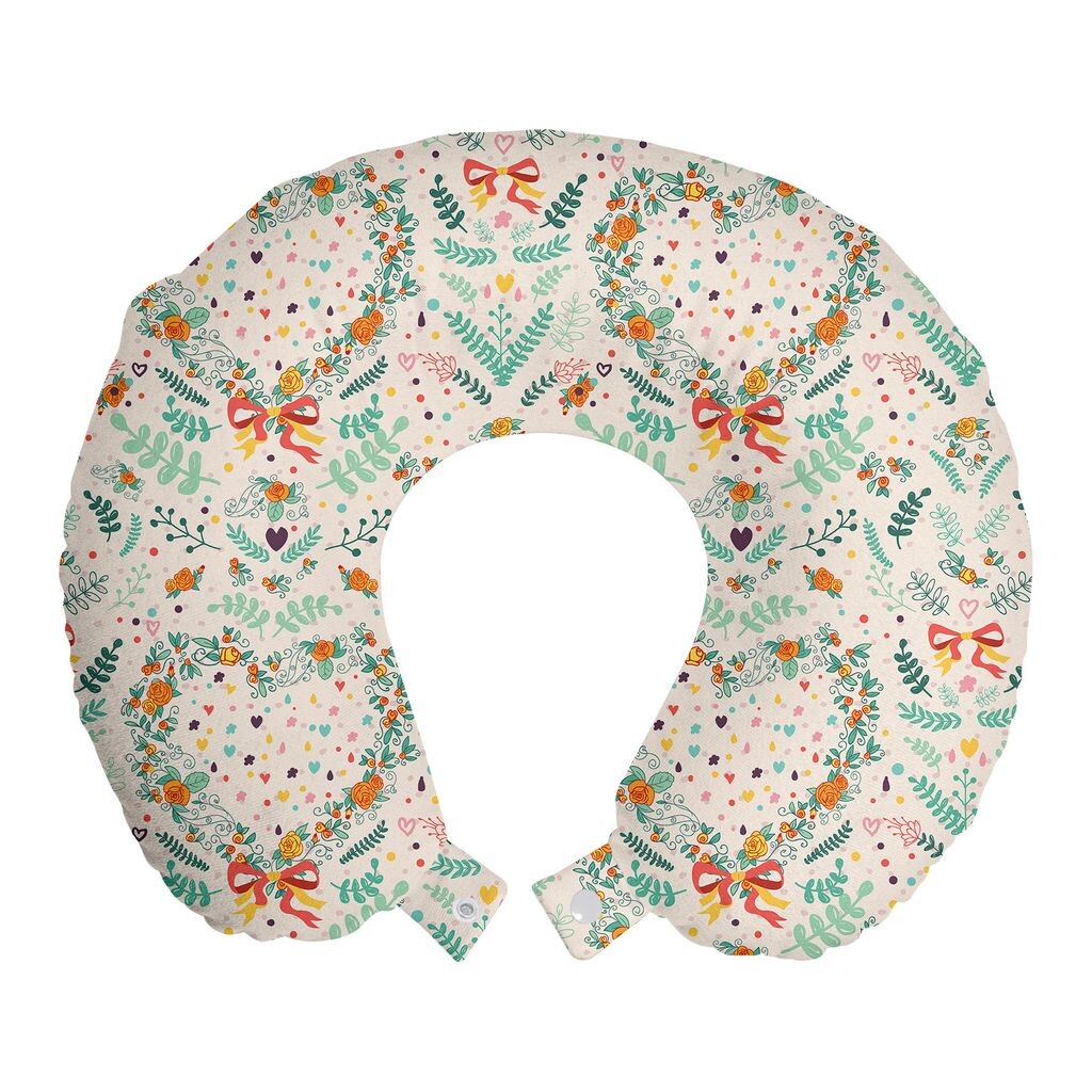 

ABAKUHAUS Shabby Flora дорожная подушка для шеи, винтажные ленты в виде сердечек, дорожная вещь из пенопласта для самолета и автомобиля, 30x30 см, бежевый мятный