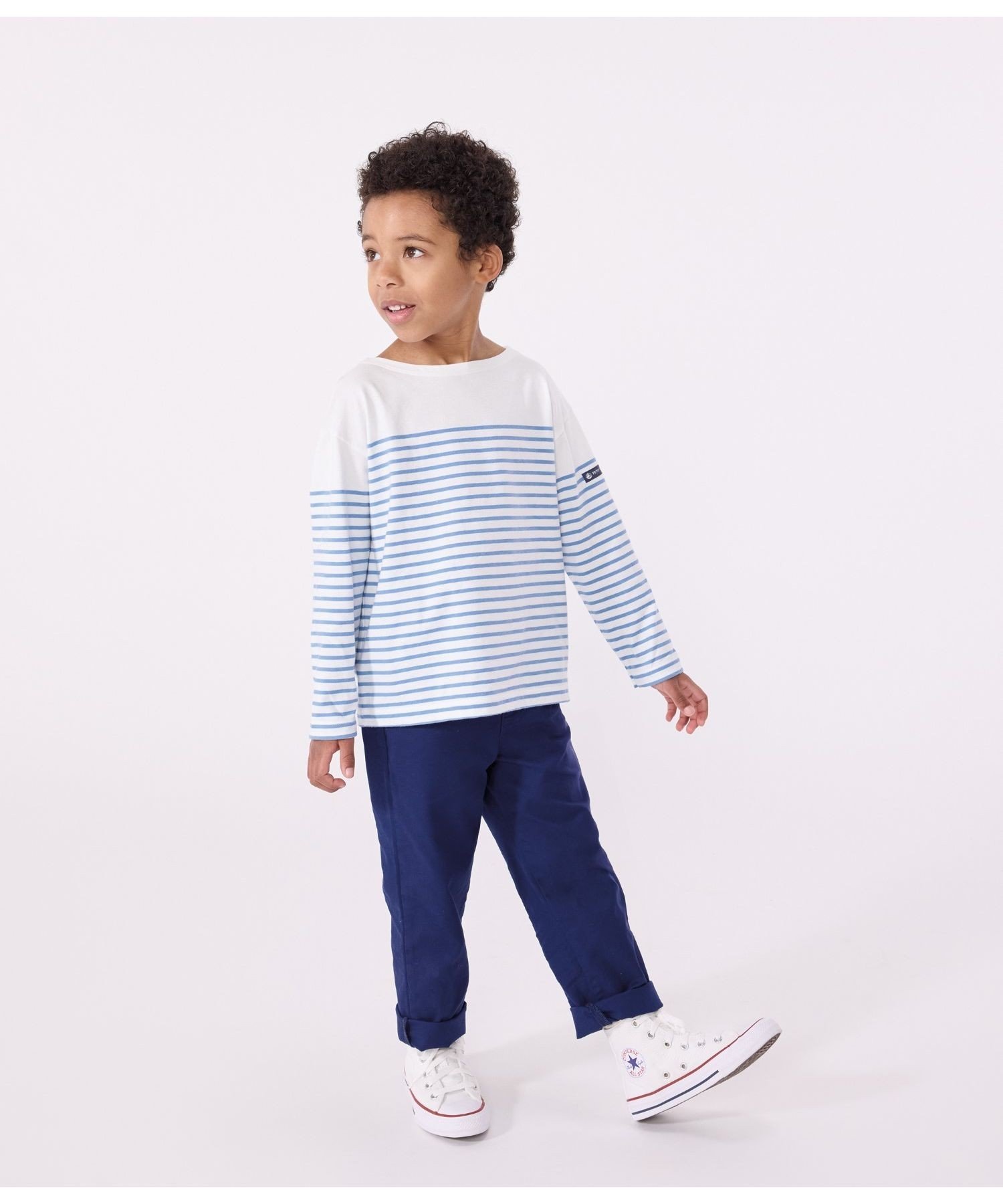 Толстовка Мариньер, крой и пошив Petit Bateau, Off-white/Blue