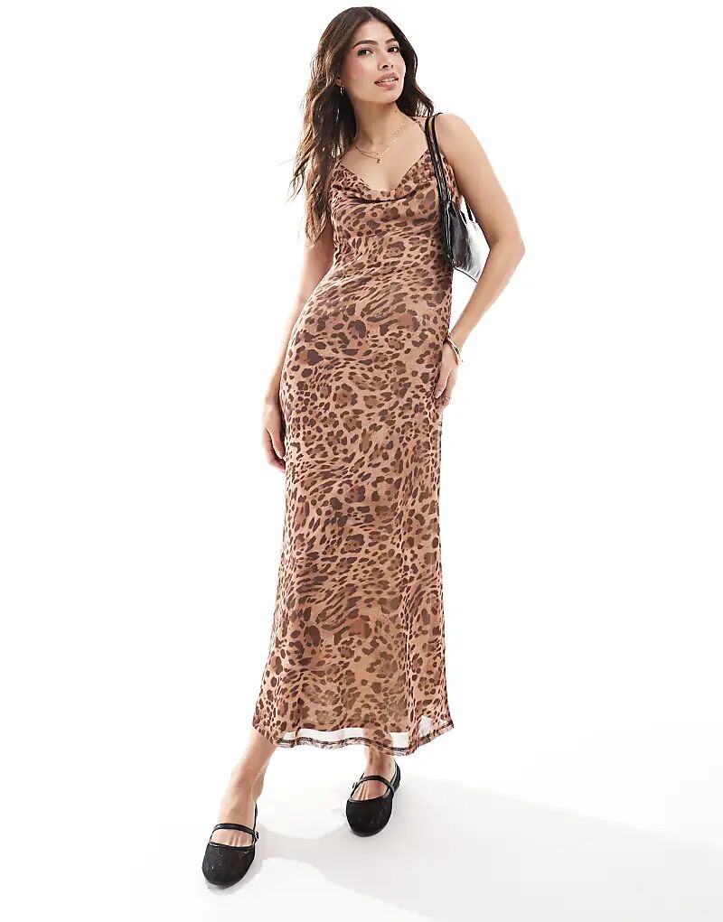 

Платье макси с воротником-хомутиком и леопардовым принтом Miss Selfridge