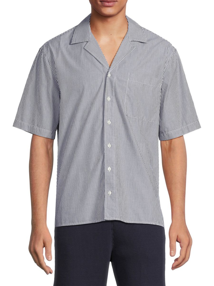 

Полосатая хлопковая рубашка для похода ATM Anthony Thomas Melillo, цвет White Blue