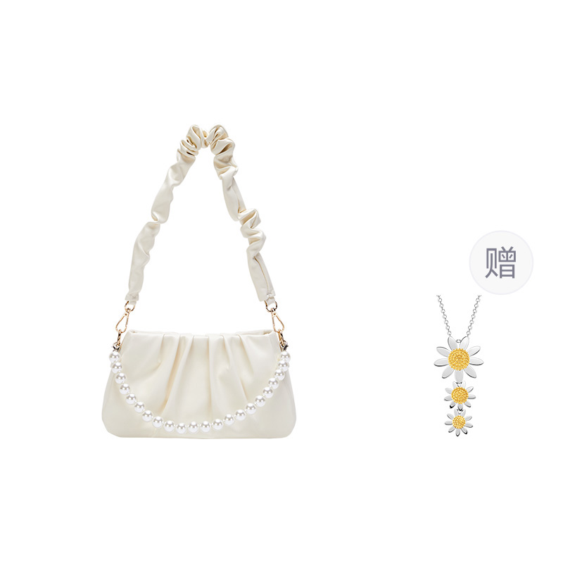 

JANE KLAIN Сумка через плечо среднего размера женская белая, Ecru+Small Daisy Silver Necklace