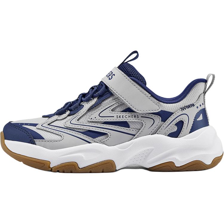 

Износостойкие, легкие, амортизирующие, нескользящие, низкие повседневные кроссовки для детей Skechers Kids, серый/синий