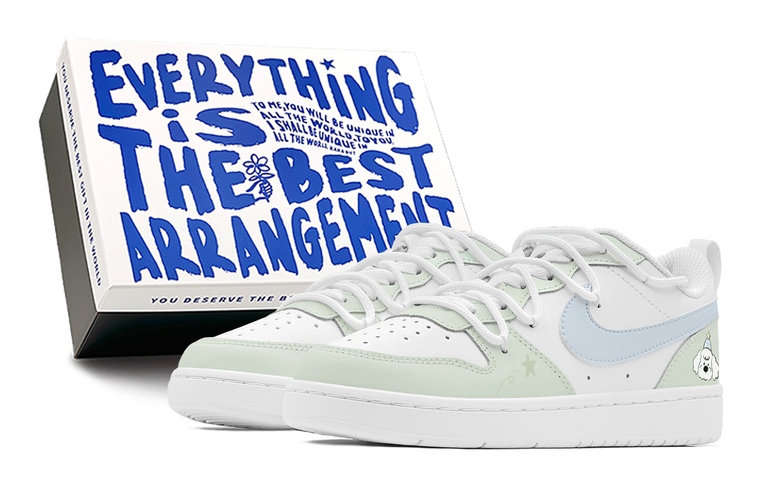 

Кроссовки Nike Court Borough Skateboarding Shoes Women's Low-top Green/white/blue, зеленый