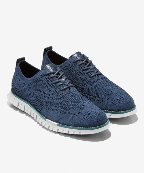 Мужские туфли Cole Haan ZEROGRAND Stitchlite Wingtip тёмно-синие — фото 2