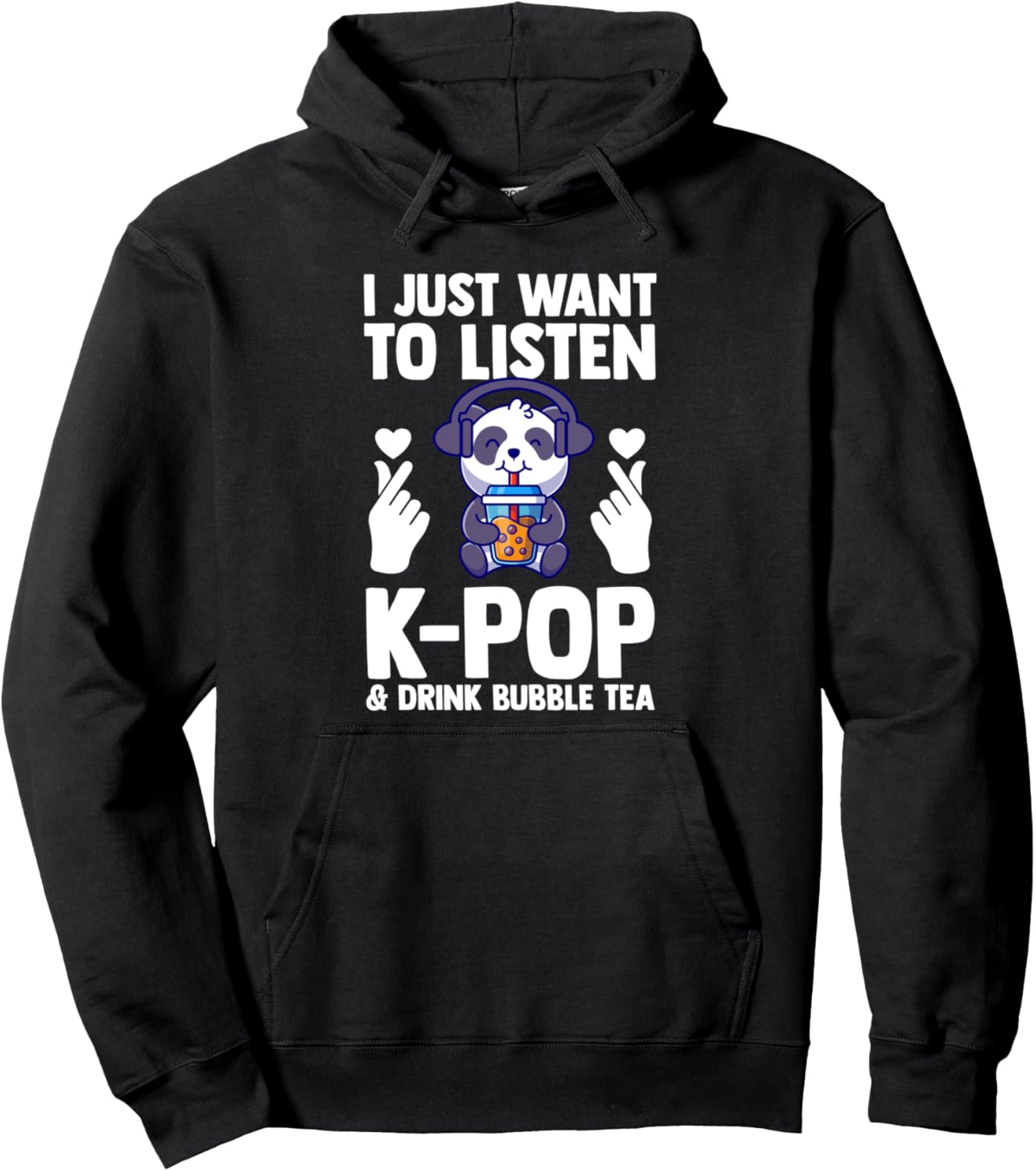

Я хочу послушать K-pop и выпить бабл-ти. Корейская толстовка K-Pop Merch & K-Pop Merchandise Gifts, черный