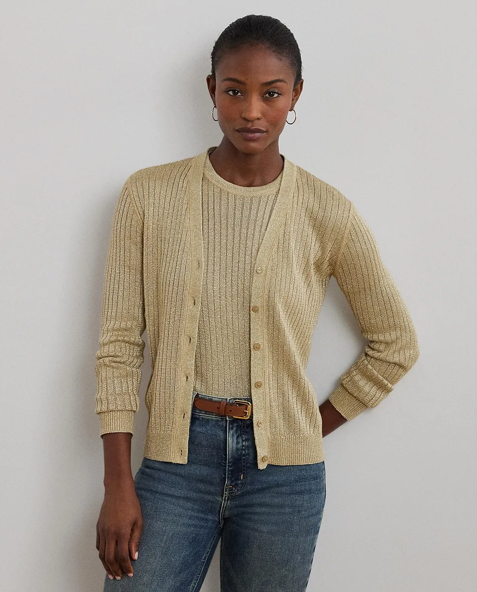

Женский льняной кардиган облегающего кроя Lauren Ralph Lauren, золото
