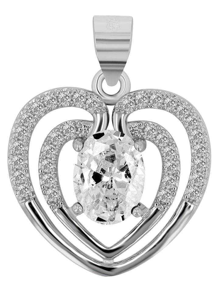 

Adeliás Женский кулон - Сердце. Кулон в форме сердца из серебра 925 пробы с кубическим цирконием в серебряной оправе