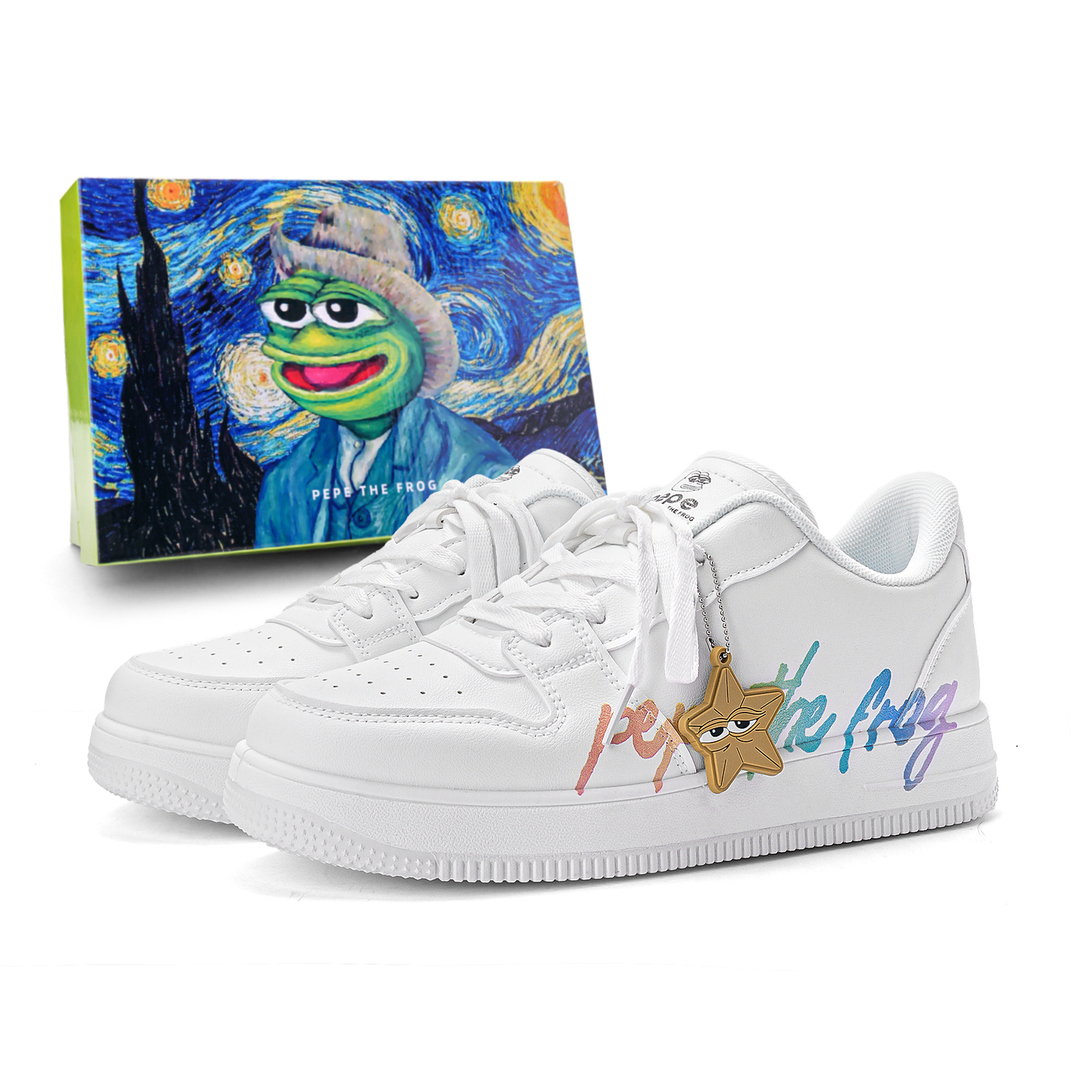 

Pepe The Frog Низкие скейтерские кроссовки унисекс белые классические, цвет White Classic