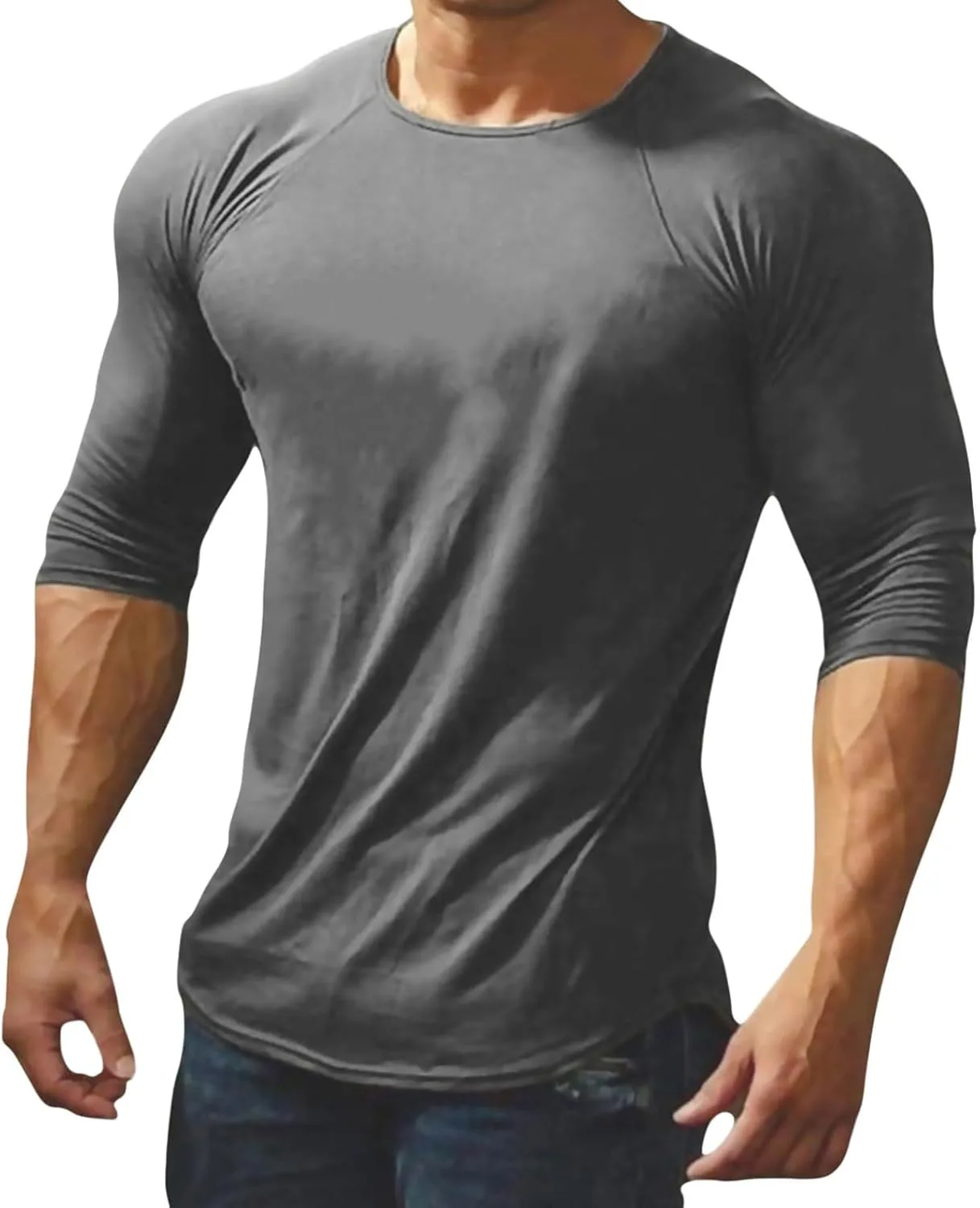 

Мужская удобная футболка с длинным рукавом и реглан