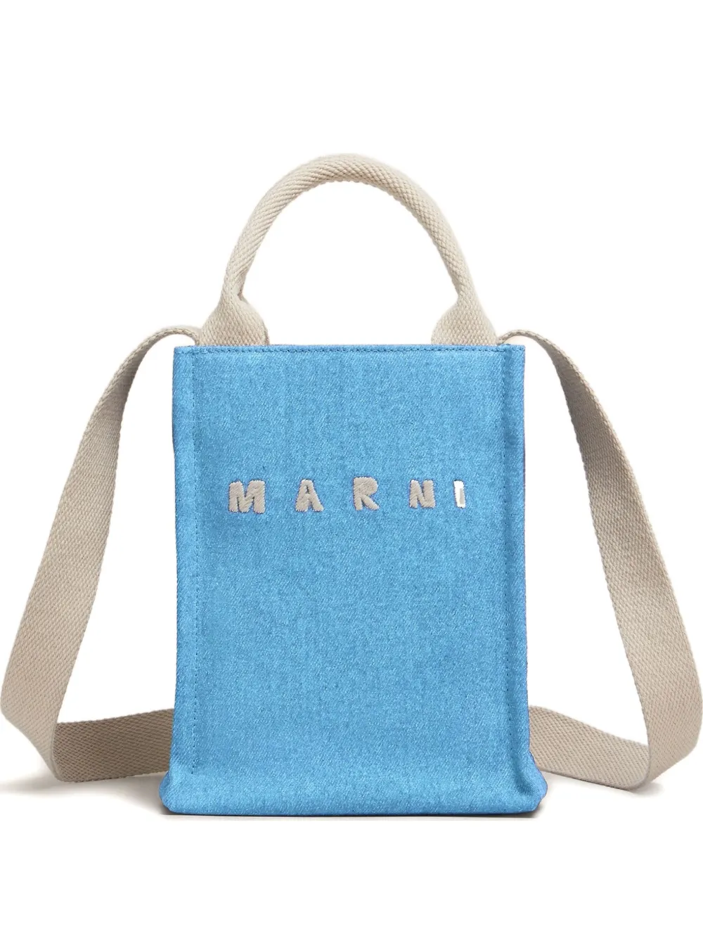 

Джинсовая сумка-тоут размера мини Marni, синий