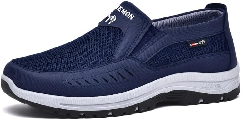 

Мужские слипоны для ходьбы, легкие и комфортные дышащие лоферы, нескользящие туристические туфли Canemon, синий