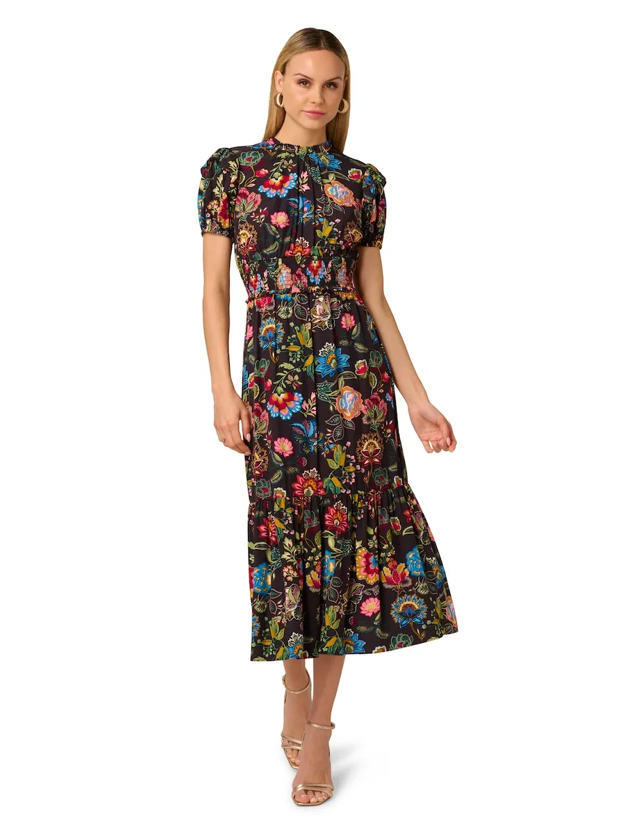 

Платье с высоким воротником и коротким рукавом Adrianna Papell, черный