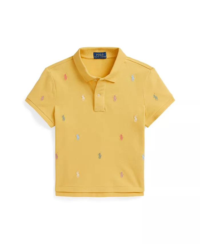 

Плотная укороченная поло с сетчатыми вставками Big Girls Polo Pony Polo Ralph Lauren, желтый