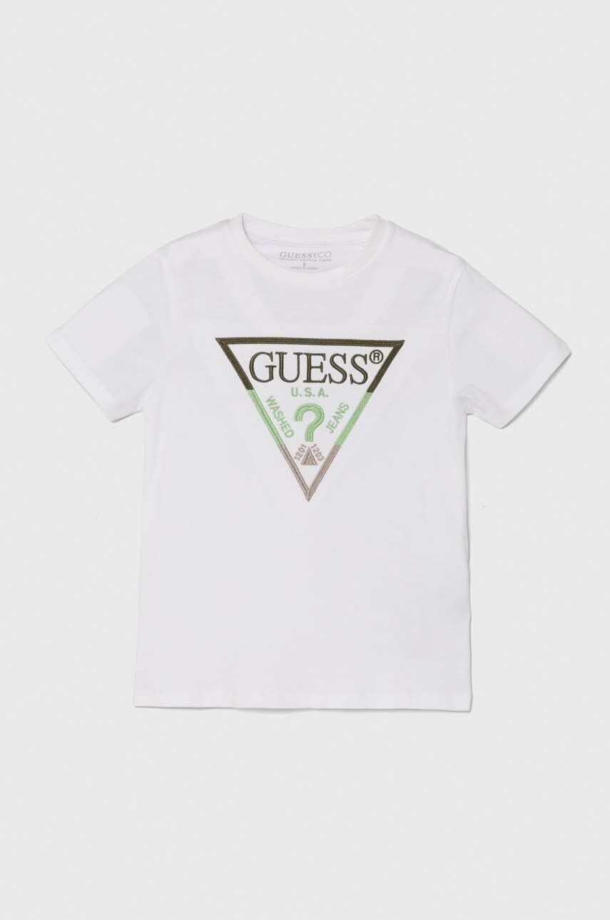 

Детская хлопковая футболка Guess, белый