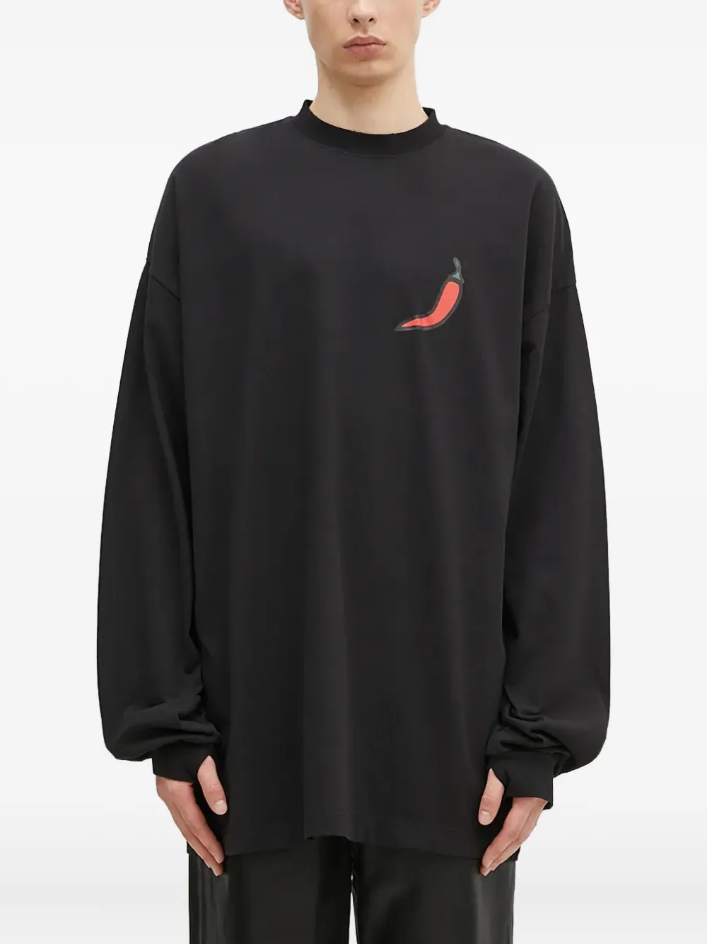 

Футболка с длинными рукавами и принтом 032C, черный