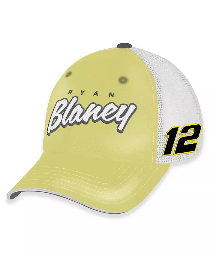 

Женская регулируемая кепка-тракер Ryan Blaney Pit Box желтого/белого цвета Checkered Flag Sports