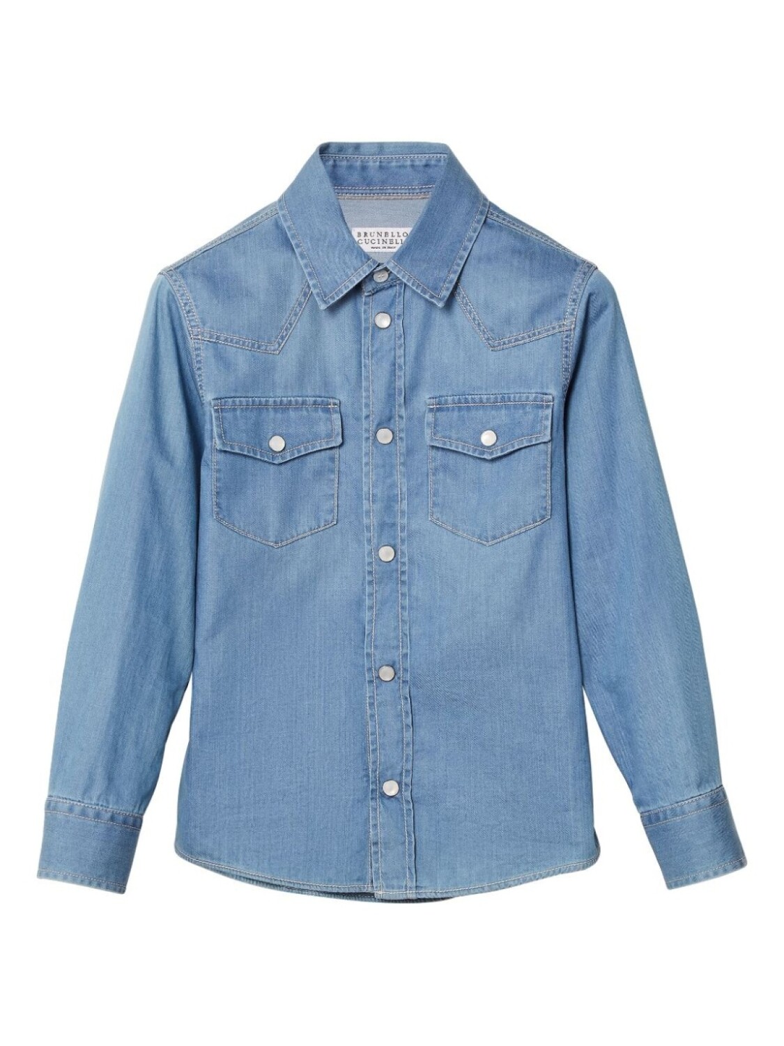 

Brunello Cucinelli Kids джинсовая рубашка с длинными рукавами, синий