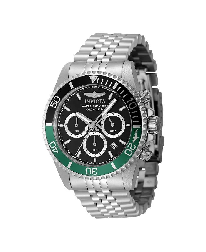 

Мужские часы Pro Diver Quartz Chronograph 48380 с черным циферблатом Invicta, серебряный