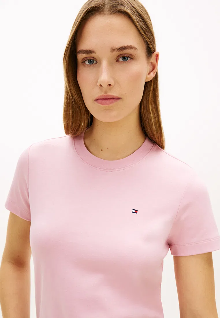 Футболка с круглым вырезом и коротким рукавом, Interlock, TH Mainline Tommy Hilfiger, розовый — фото 3