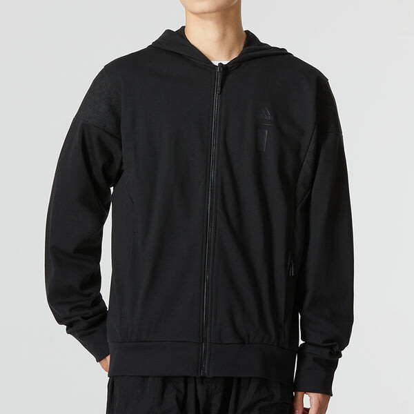 Куртка Men's adidas WJ PREM KN JKT Athleisure Casual Sports Hooded Solid Color Jacket Black, черный — фото 4