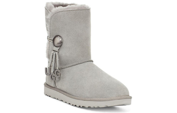 Ботинки зимние UGG с подвеской в виде кнопки, серый — фото 4