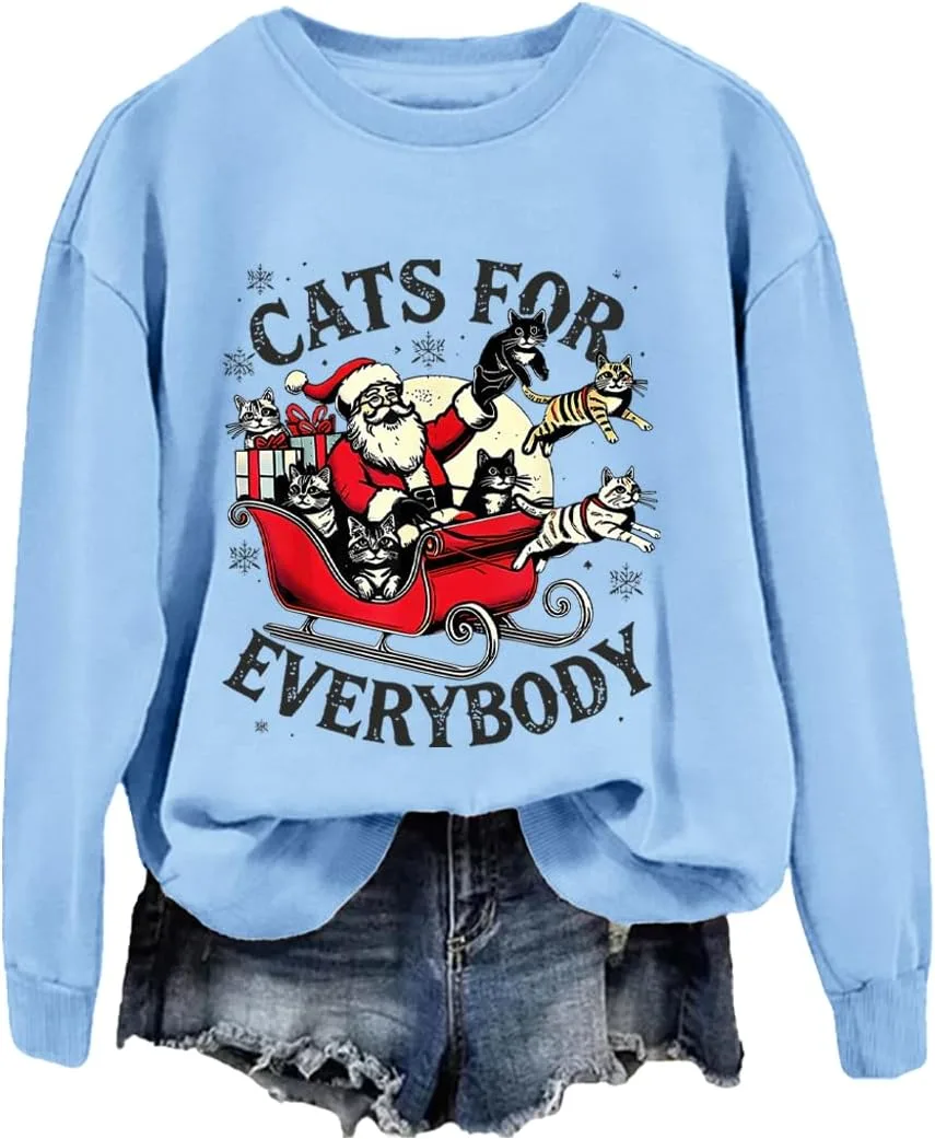 

Свитшот с забавными котами на Рождество JIONOCY