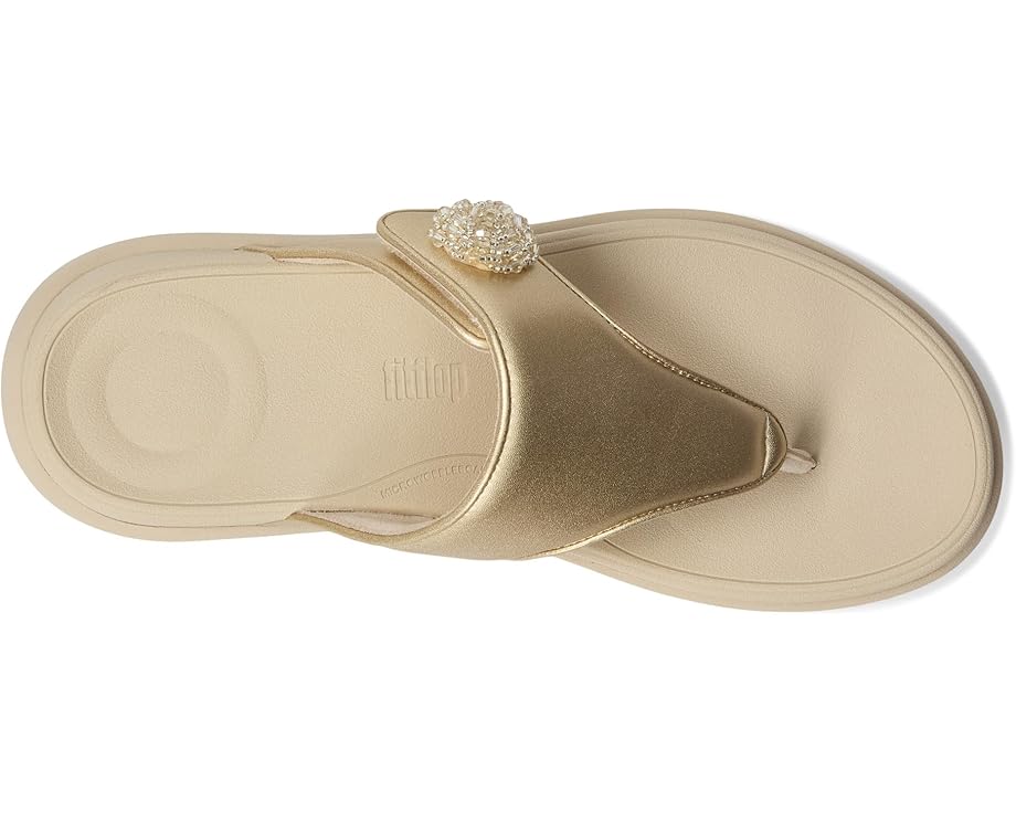 Сандалии FitFlop F-Mode Go Beadie-Button Adj. Flatform Toe/Post Sandals, цвет Platino — фото 2