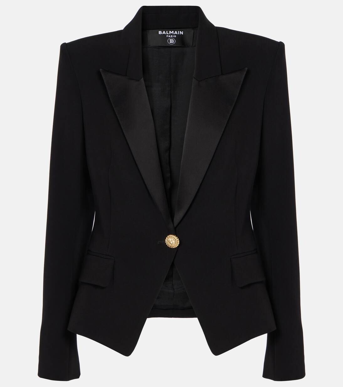 

Однобортный креповый блейзер Balmain, черный