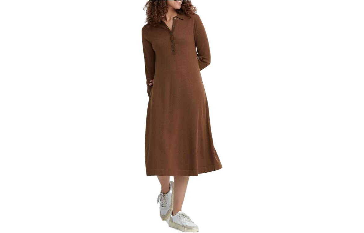 

Платье с длинными рукавами женское каштановое Uniqlo