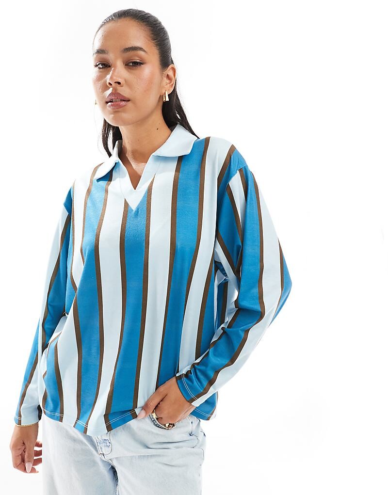 

ASOS DESIGN - Футболка для студенческого футбола в синюю полоску