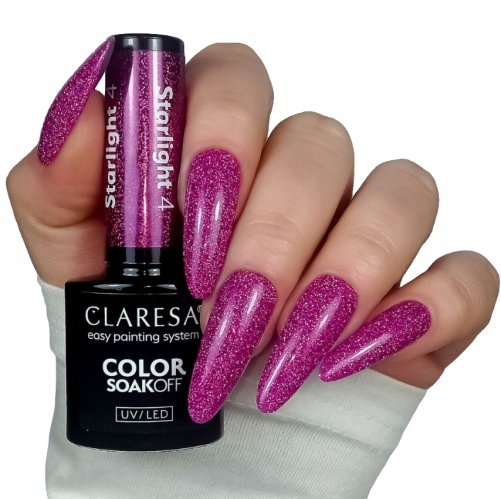 

Гибридный лак для ногтей с блестками Claresa Starlight 4 с эффектом звездного света Puderek