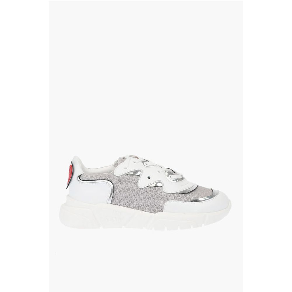 Кроссовки LOVE из кожи и ткани RUNNING35 с логотипом в виде сердца Moschino, White — фото 3