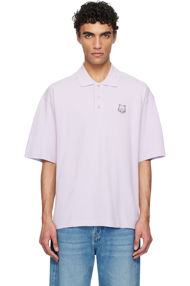 

Оверсайз-поло с нашивкой в виде головы лисы Maison Kitsuné, цвет soft mauve