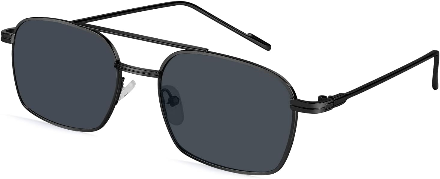 

FEISEDY Модные квадратные солнцезащитные очки-авиаторы для женщин и мужчин, стильные ретро-очки в металлической оправе, линзы конфетного цвета, артикул B1036, 004 Black Frame/Gray Lens